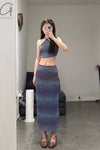 SWAYING/KNIT Gradient Strapless Halter Top SW23SS1T37 Gradient Blue PS61